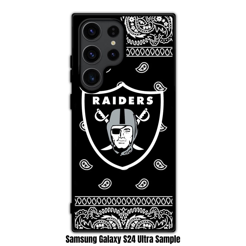 NFL Las Vegas Raiders Phone Case For iPhone Samsung Galaxy Pixel - Las Vegas Raiders Logo On Black Bandana Background