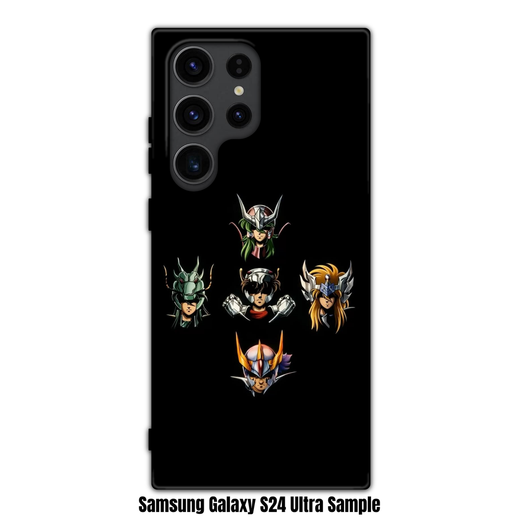 Saint Seiya Knights Of The Zodiac Phone Case For iPhone Samsung Galaxy Pixel - Saint Seiya Bronze Saints Portraits On Black Background