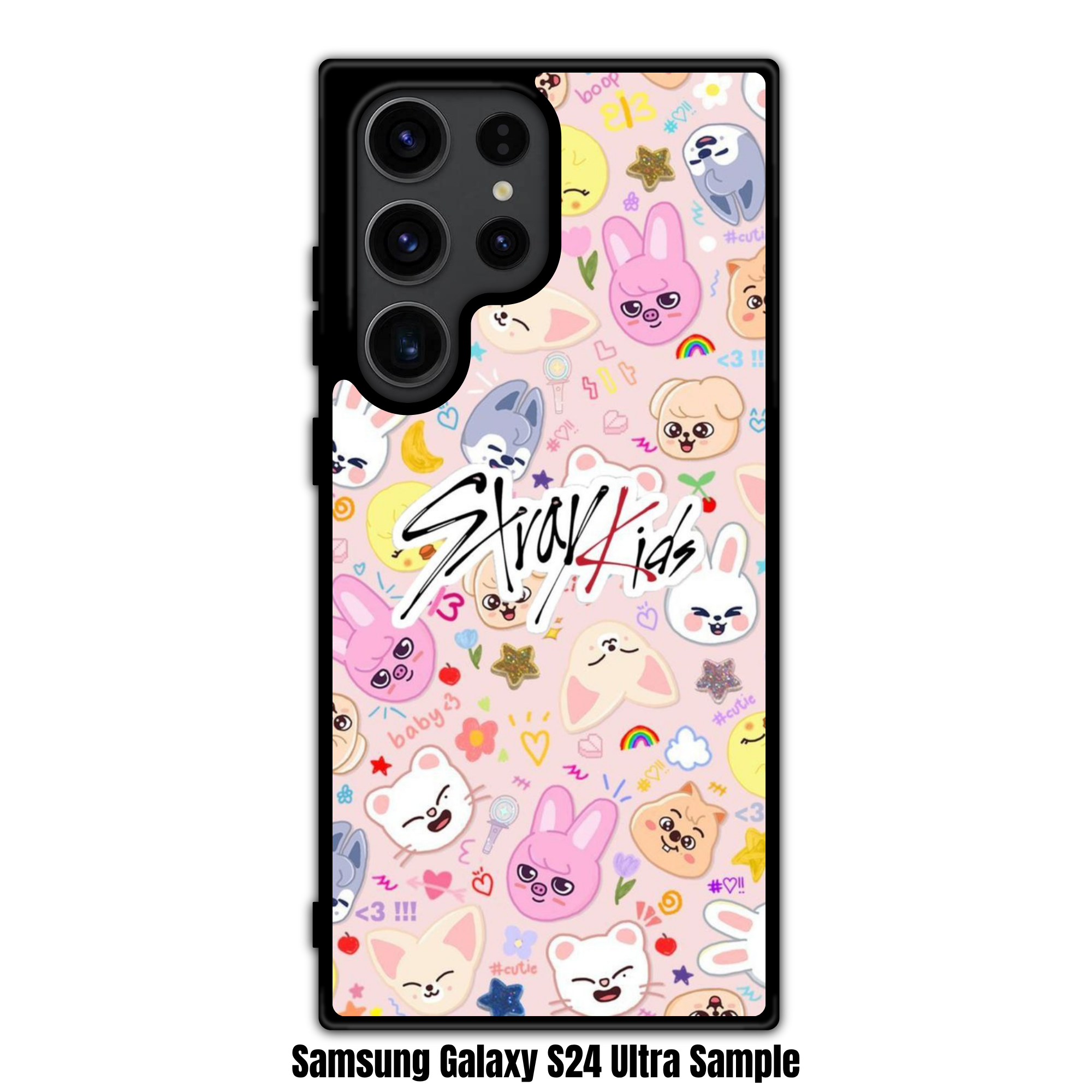 Stray Kids Phone Case For iPhone Samsung Galaxy Pixel - Stray Kids Logo And SKZOO Pattern On Pink Background