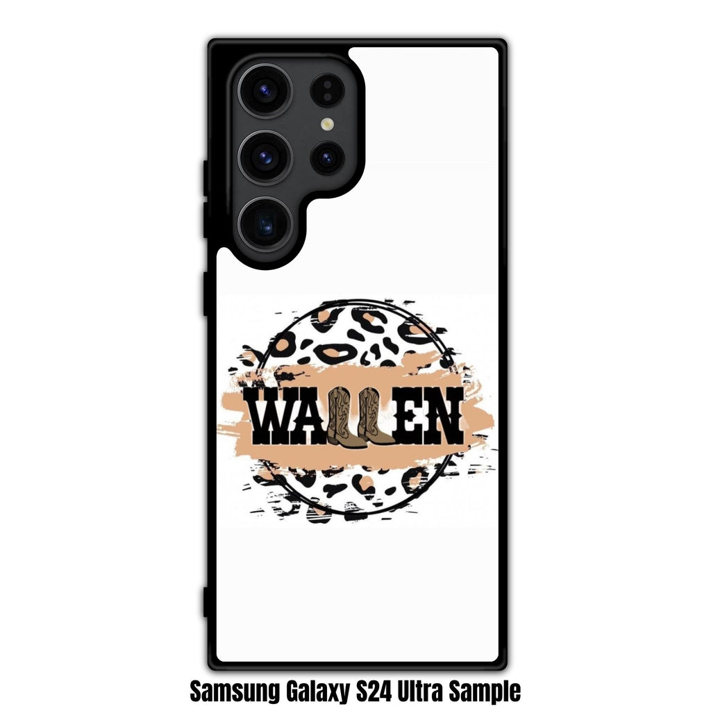 Morgan Wallen Phone Case For iPhone Samsung Galaxy Pixel - Morgan Wallen Cheetah Print Graphic With Cowboy Boots In White Background