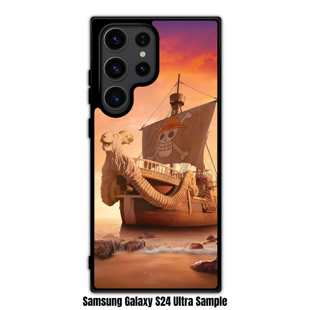 One Piece Live Action Phone Case For iPhone Samsung Galaxy Pixel - Detailed 3D Going Merry Ship On The Shore At Sunset