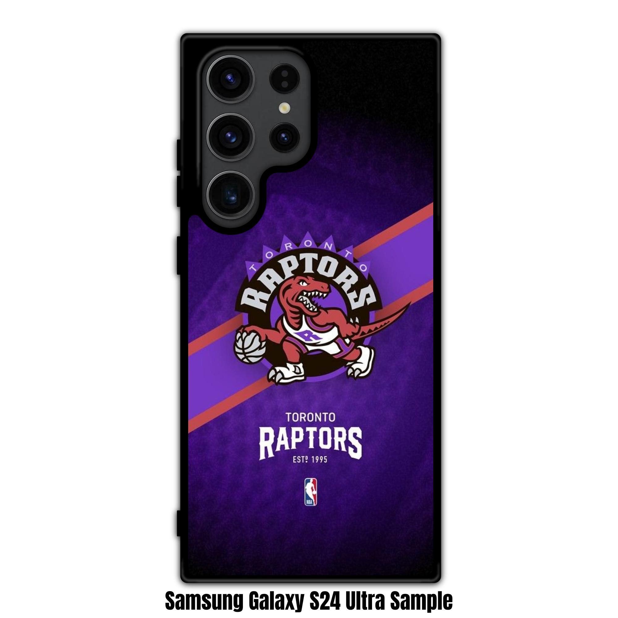 NBA Toronto Raptors Phone Case For iPhone Samsung Galaxy Pixel - Toronto Raptors Vintage Logo And Diagonal Stripe On Textured Purple Background