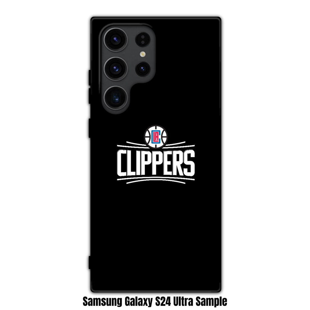 NBA Los Angeles Clippers Phone Case For iPhone Samsung Galaxy Pixel - Los Angeles Clippers Logo And Wordmark On Black Background