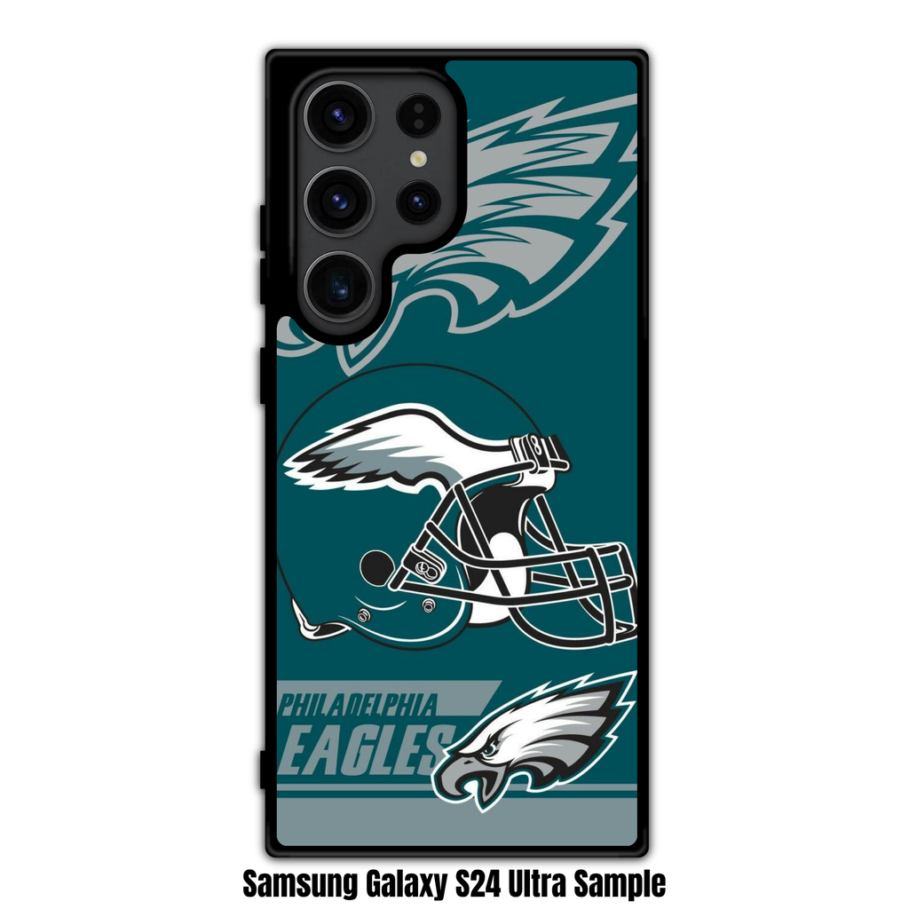 NFL Philadelphia Eagles Phone Case For iPhone Samsung Galaxy Pixel - Philadelphia Eagles Logos Helmet And Wordmark On Midnight Green Background