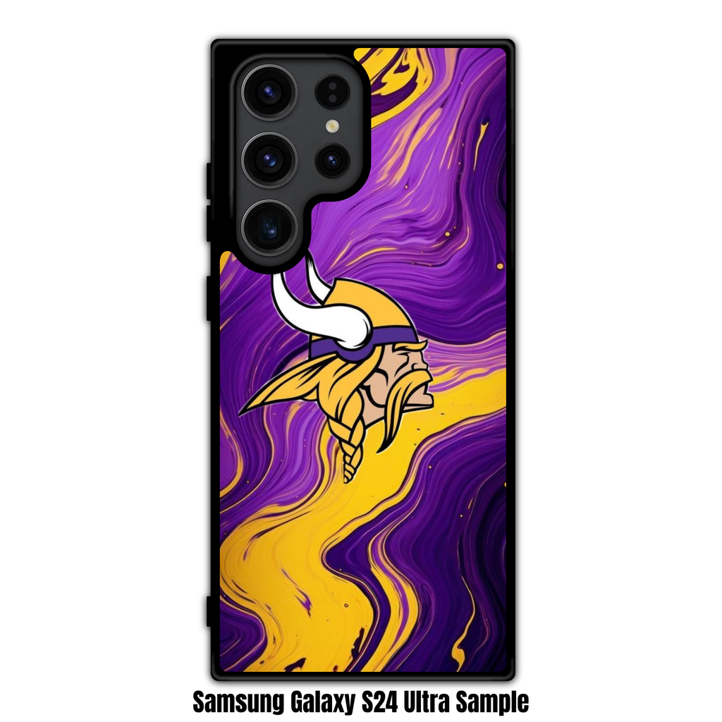 NFL Minnesota Vikings Phone Case For iPhone Samsung Galaxy Pixel - Minnesota Vikings Logo On Purple And Yellow Marble Background