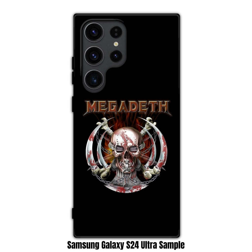 Megadeth Phone Case For iPhone Samsung Galaxy Pixel - Megadeth Vic Rattlehead And Bloodstained Blades On Black Background