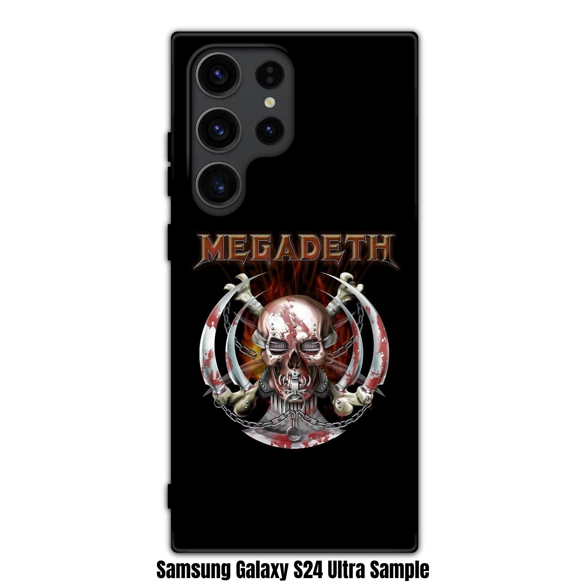 Megadeth Phone Case For iPhone Samsung Galaxy Pixel - Megadeth Vic Rattlehead And Bloodstained Blades On Black Background