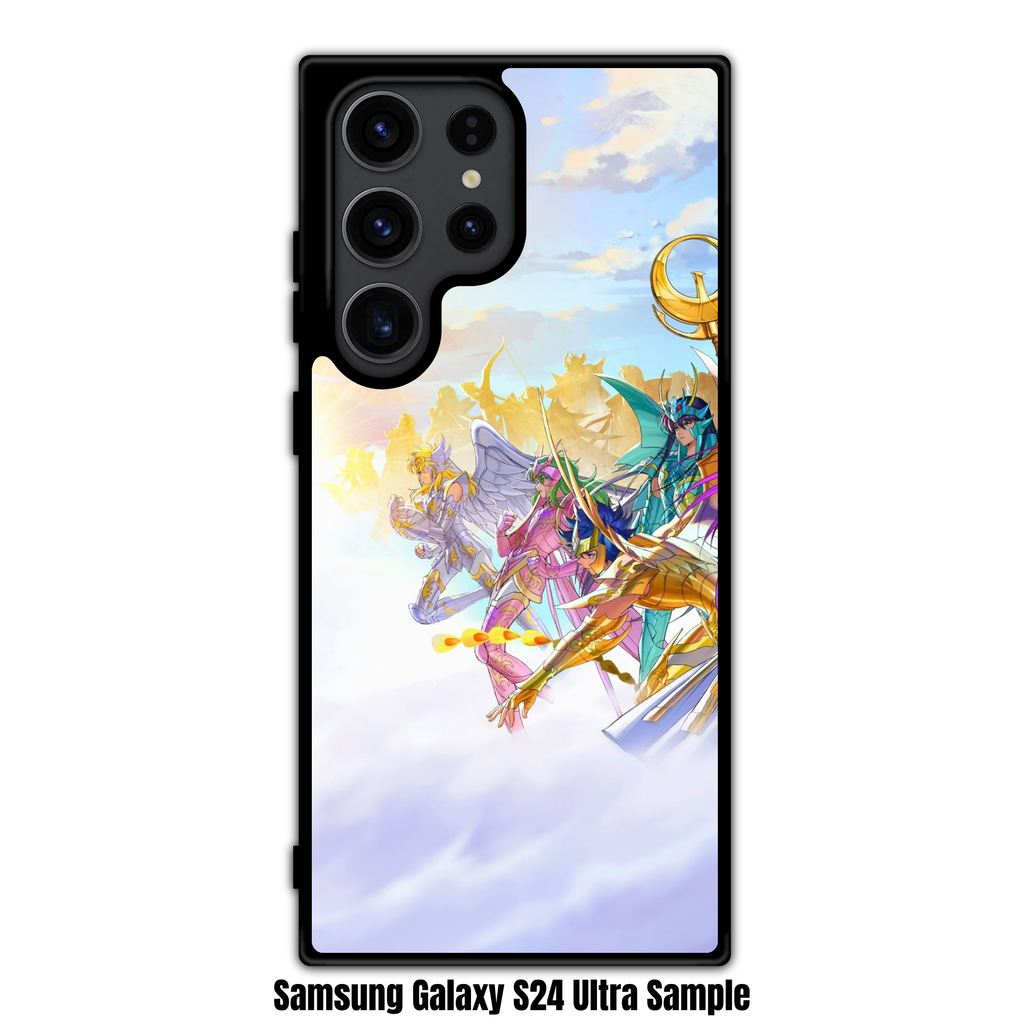 Saint Seiya Knights Of The Zodiac Phone Case For iPhone Samsung Galaxy Pixel - Saint Seiya Bronze Saints Descending From Clouds Background