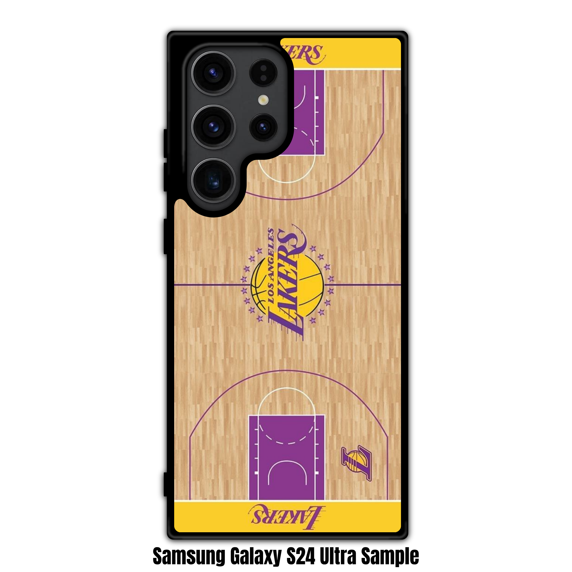 NBA Los Angeles Lakers Phone Case For iPhone Samsung Galaxy Pixel - Los Angeles Lakers Logo On Basketball Court Background