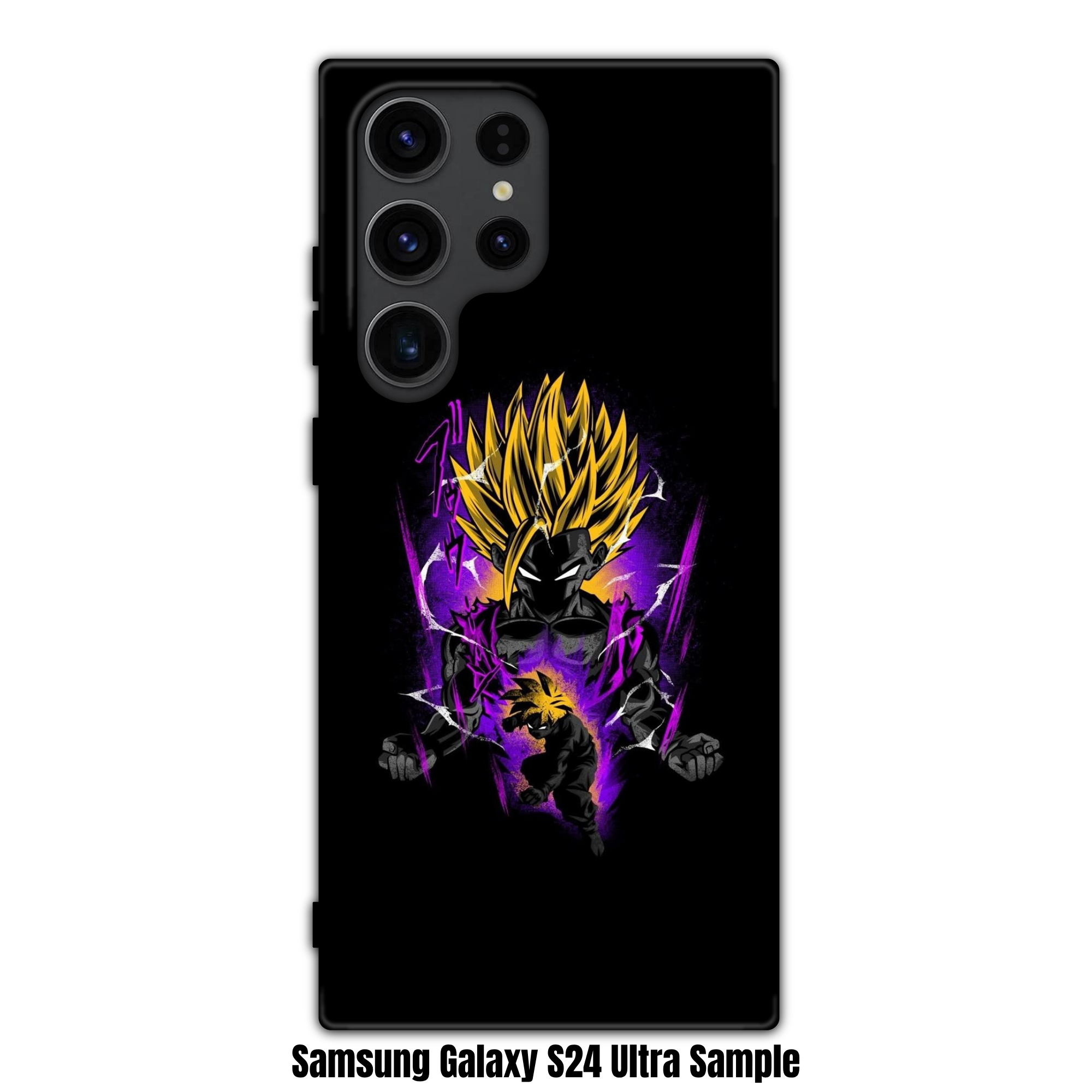 Dragon Ball Gohan Phone Case For iPhone Samsung Galaxy Pixel - Super Saiyan 2 Son Gohan Silhouette Art With Purple Aura And White Lightning On Black Background