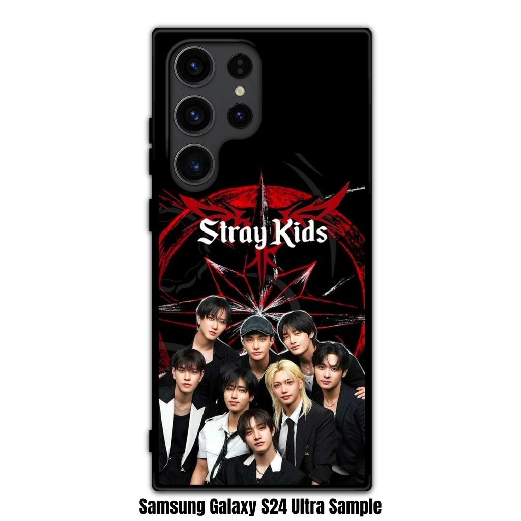 Stray Kids Phone Case For iPhone Samsung Galaxy Pixel - Stray Kids Members Group Photo With Red Star Logo On Black Background