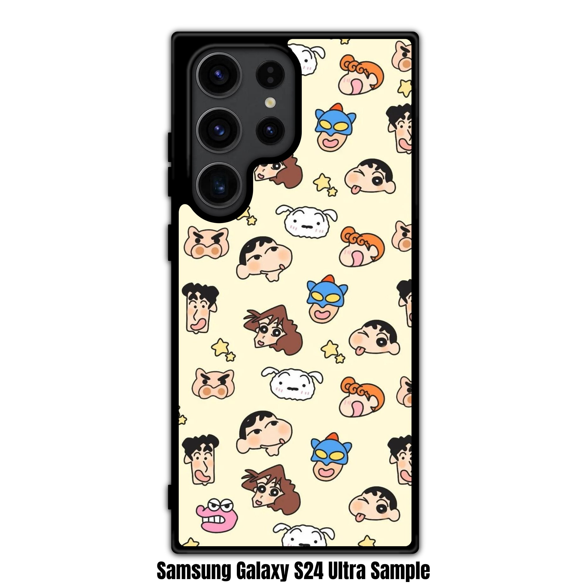 Crayon Shin Chan Phone Case For iPhone Samsung Galaxy Pixel - Crayon Shin Chan Anime Character Pattern On Light Yellow Background