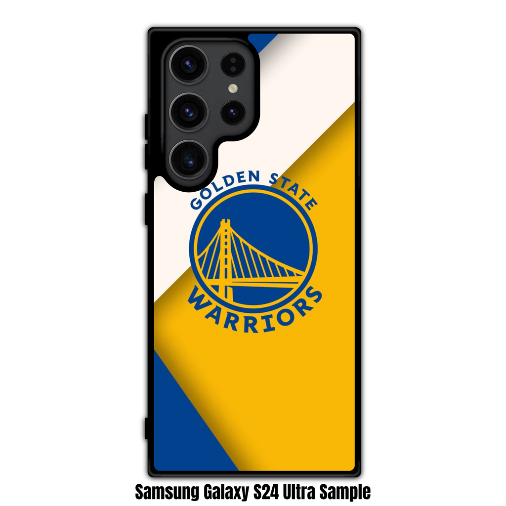 NBA Golden State Warriors Phone Case For iPhone Samsung Galaxy Pixel - Golden State Warriors Logo On Blue Yellow And White Diagonal Stripe Background