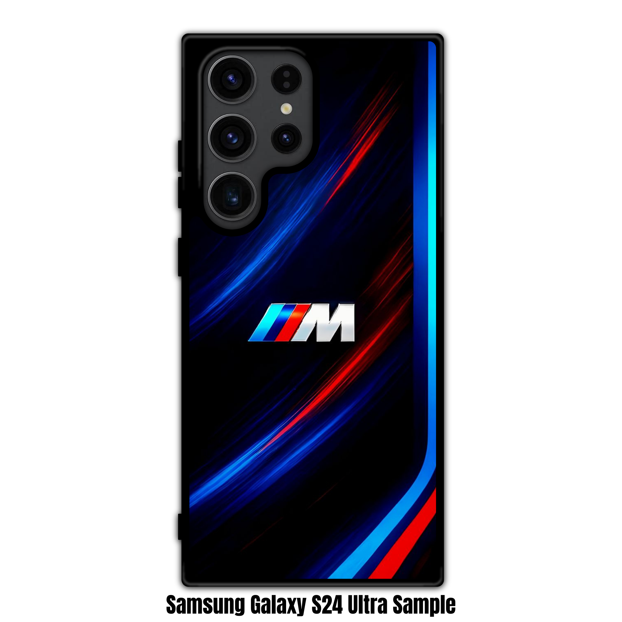 BMW Phone Case For iPhone Samsung Galaxy Pixel - BMW M Logo And Neon Stripes On Black Background