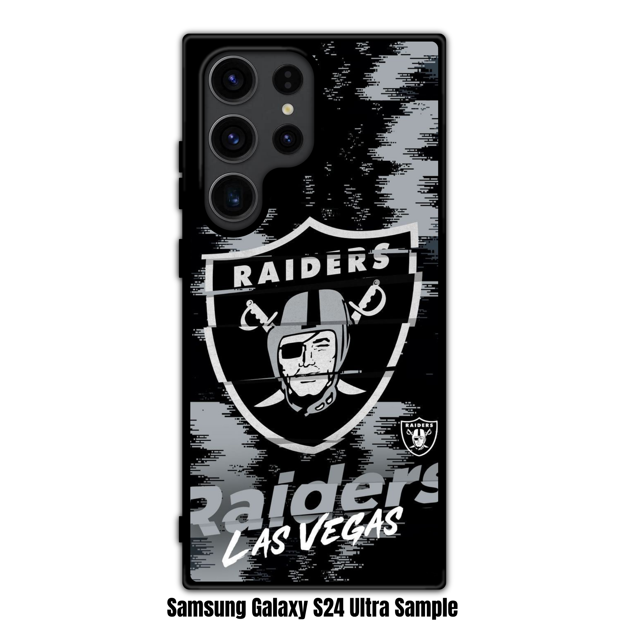 NFL Las Vegas Raiders Phone Case For iPhone Samsung Galaxy Pixel - Las Vegas Raiders Logo And Wordmark On Pixelated Textured Background