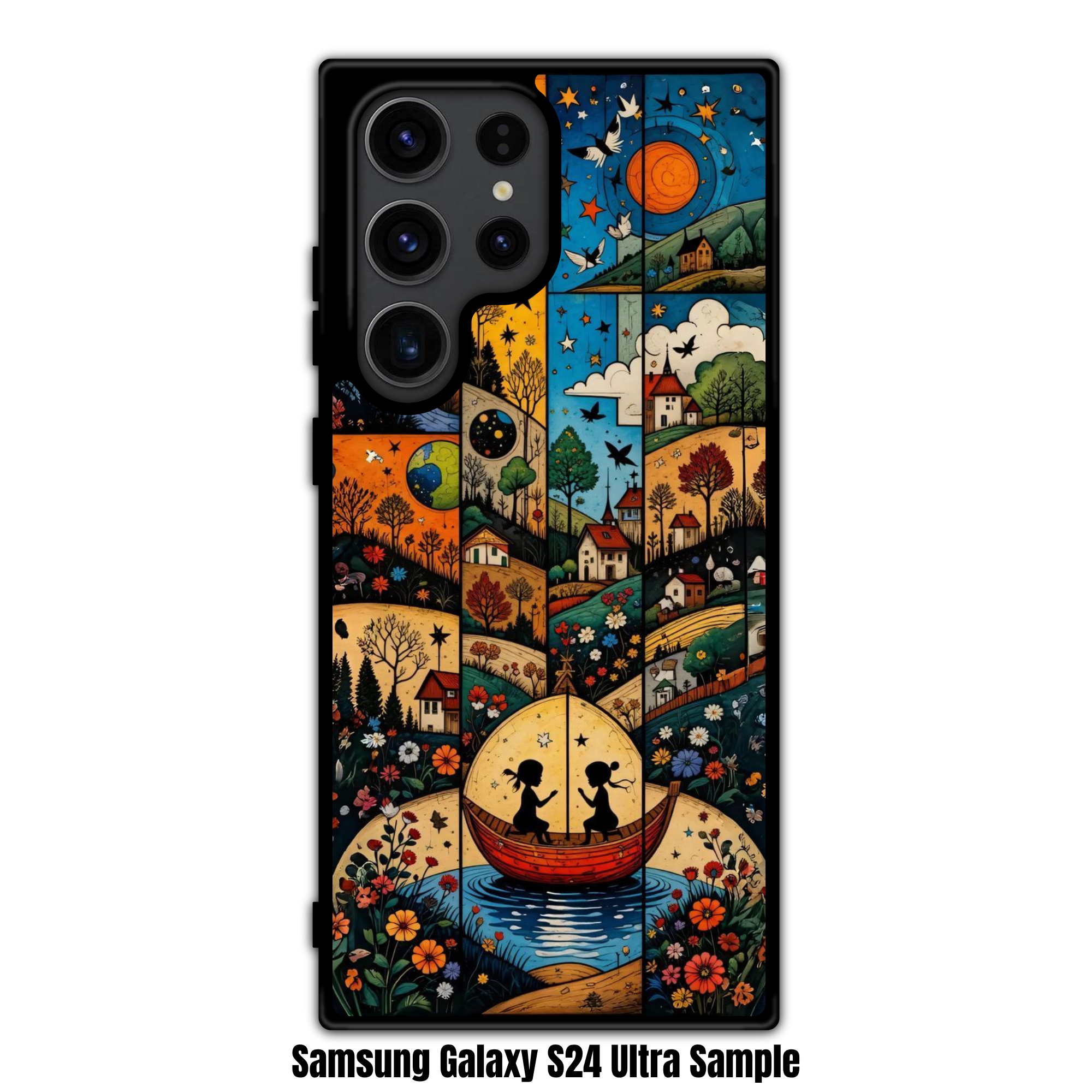Art Print Phone Case For iPhone Samsung Galaxy Pixel - Whimsical Folk Art Landscape Pattern