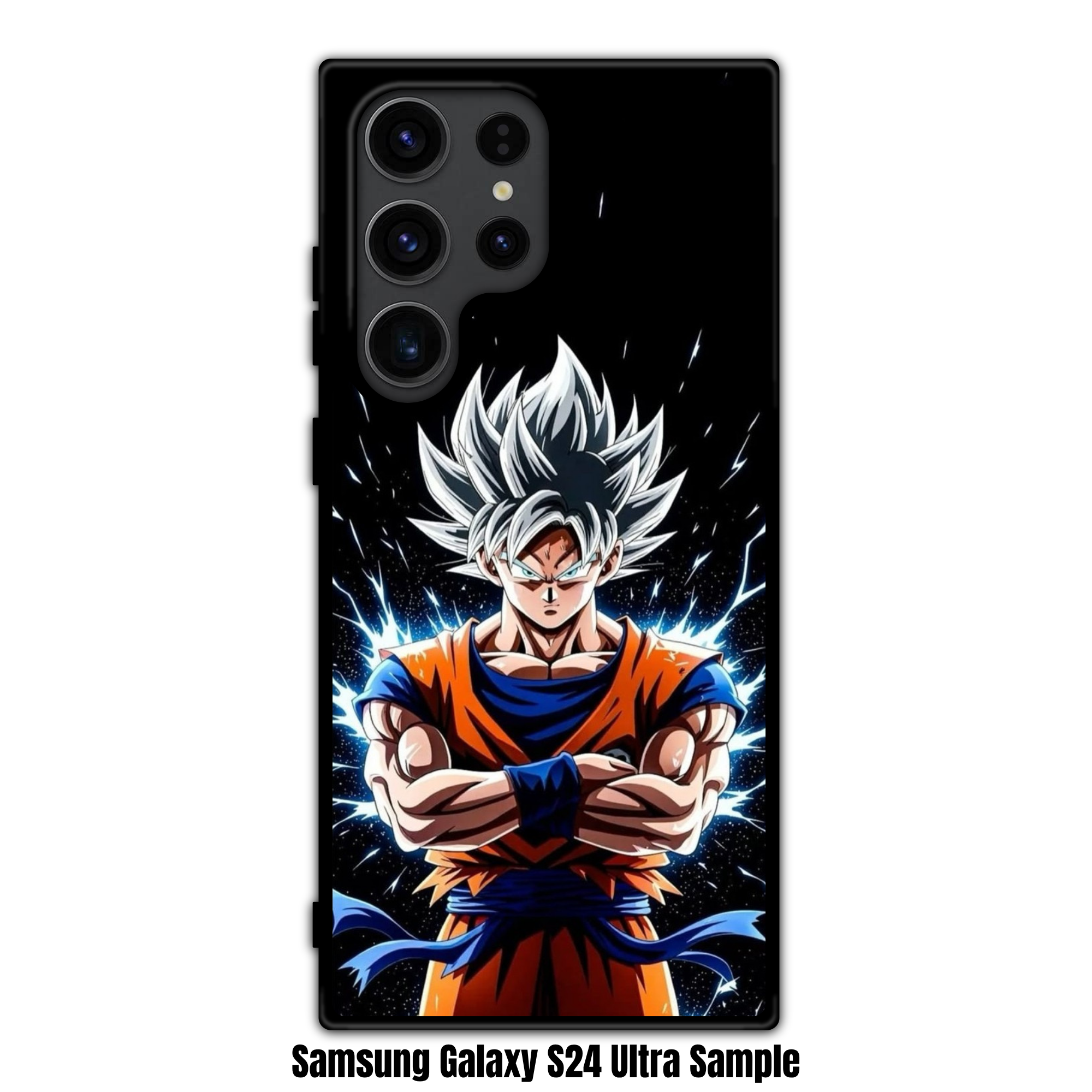 Dragon Ball Goku Phone Case For iPhone Samsung Galaxy Pixel - Mastered Ultra Instinct Son Goku With Blue Energy Aura And Glowing Light Particles On Black Background