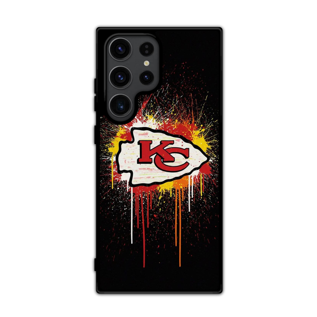 NFL Kansas City Chiefs Phone Case For iPhone Samsung Galaxy Pixel - Kansas City Chiefs Graffiti Logo On Black Background