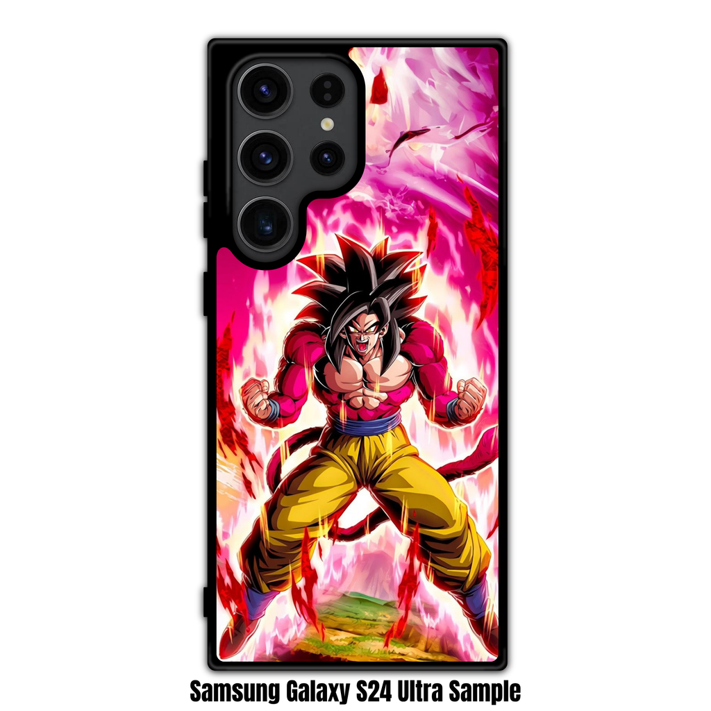 Dragon Ball Goku Phone Case For iPhone Samsung Galaxy Pixel - Super Saiyan 4 Son Goku Action Art With Pink Flaming Energy Aura Poster
