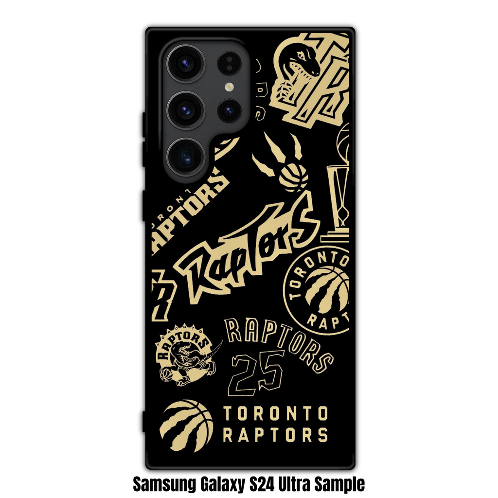 NBA Toronto Raptors Phone Case For iPhone Samsung Galaxy Pixel - Toronto Raptors Various Logos And Wordmarks On Black Background