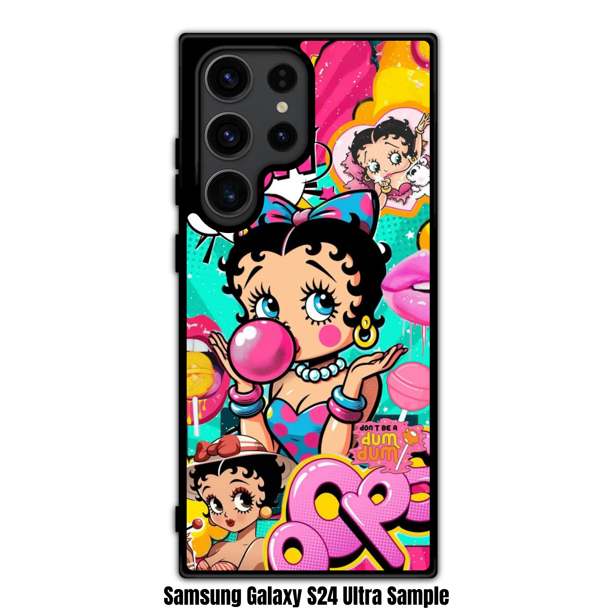 Betty Boop Phone Case For iPhone Samsung Galaxy Pixel - Betty Boop Pop Art Collage On Vibrant Teal And Pink Background