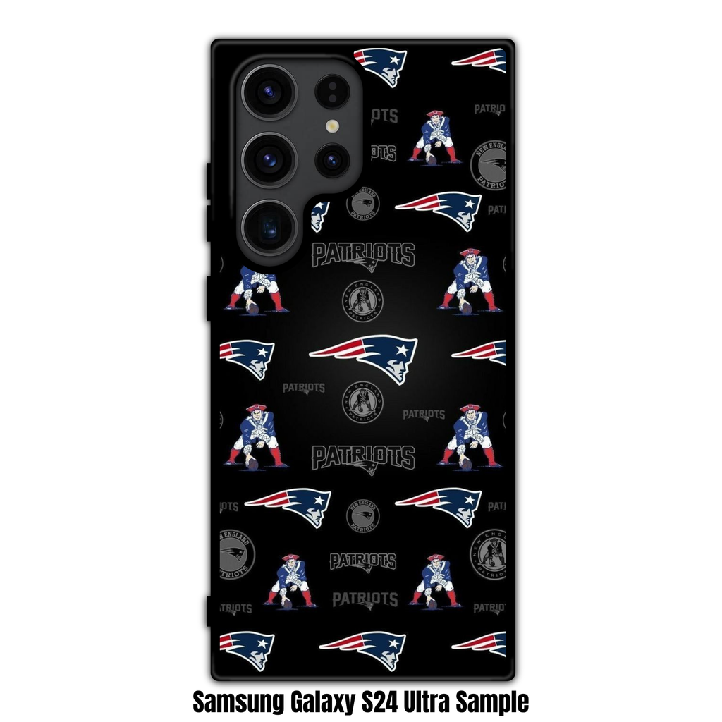 NFL New England Patriots Phone Case For iPhone Samsung Galaxy Pixel - New England Patriots Logo And Pat Patriot Pattern On Black Background