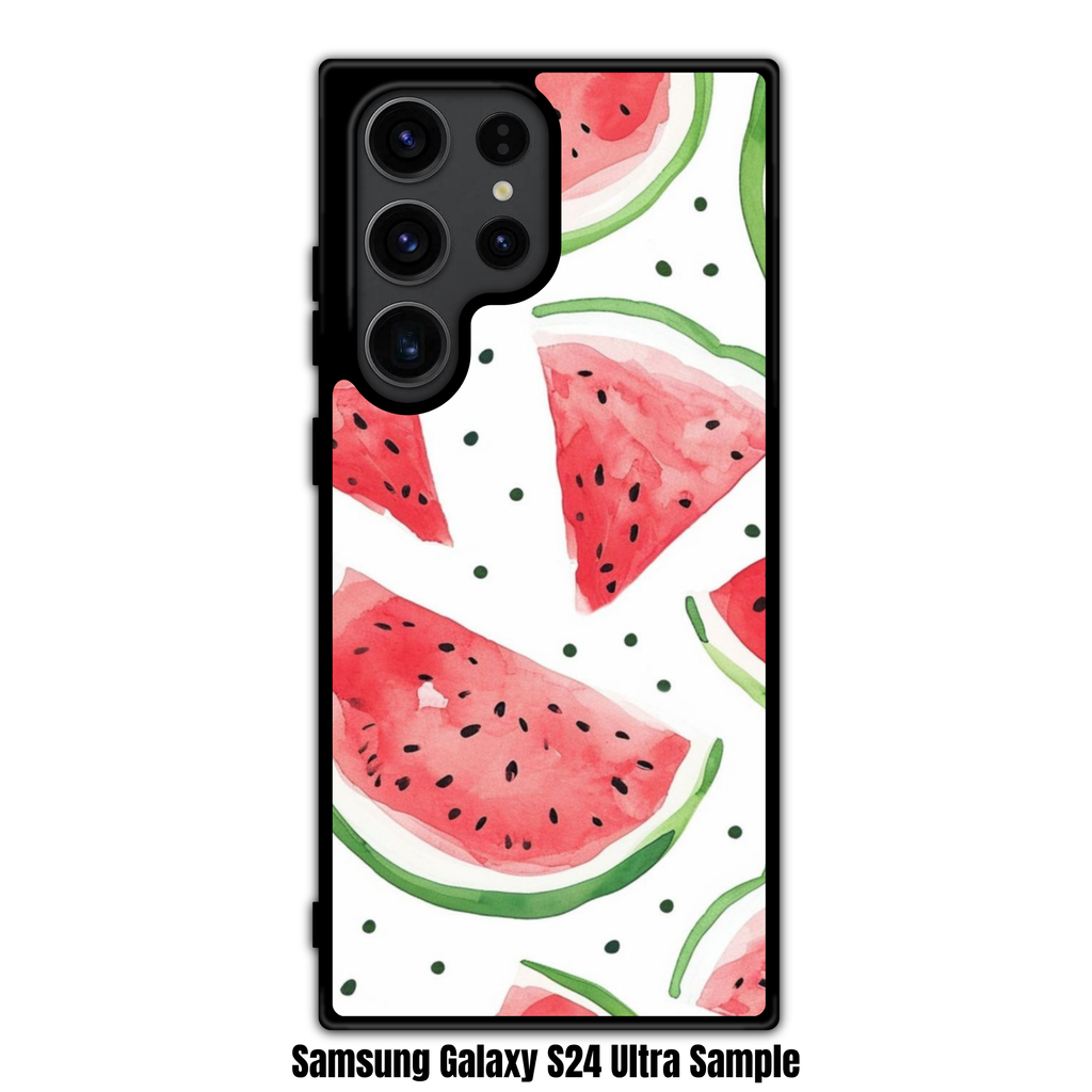 Watermelon Pattern Phone Case For iPhone Samsung Galaxy Pixel - Watercolor Watermelon Slice Pattern In White Background