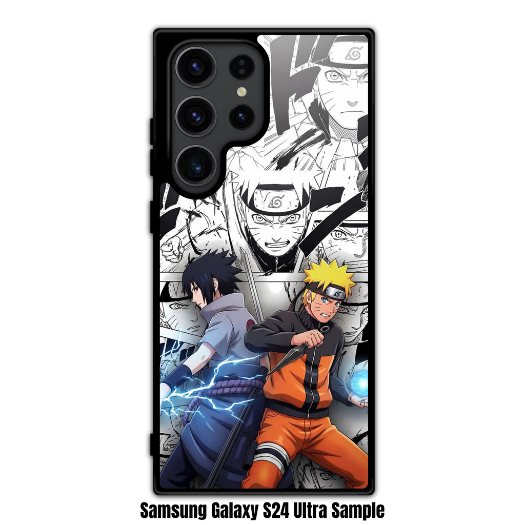 Naruto Phone Case For iPhone Samsung Galaxy Pixel - Naruto Uzumaki And Sasuke Uchiha With Chidori And Rasengan Over Manga Panels