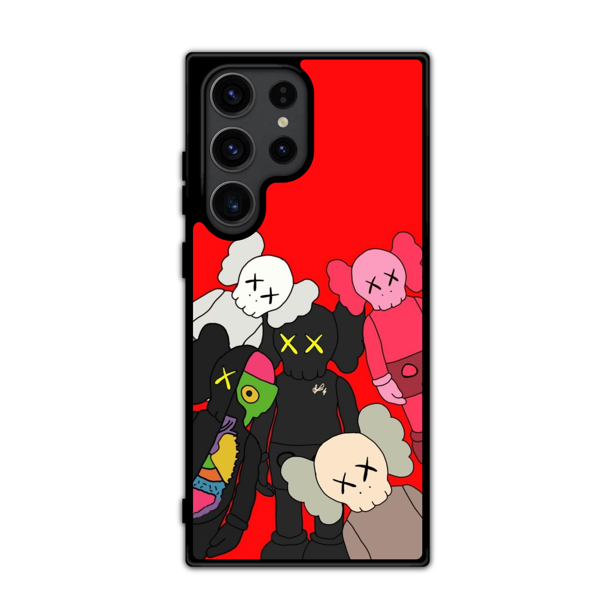 Kaws Phone Case For iPhone Samsung Galaxy Pixel - Kaws Family On Red Background