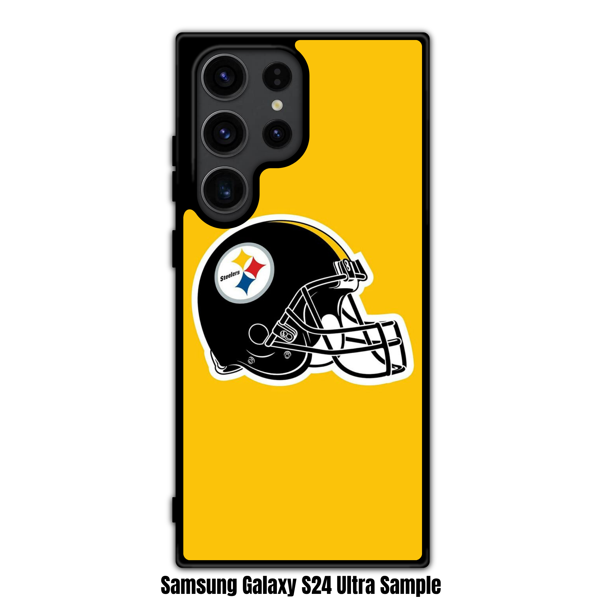 NFL Pittsburgh Steelers Phone Case For iPhone Samsung Galaxy Pixel - Pittsburgh Steelers Black Helmet On Yellow Background