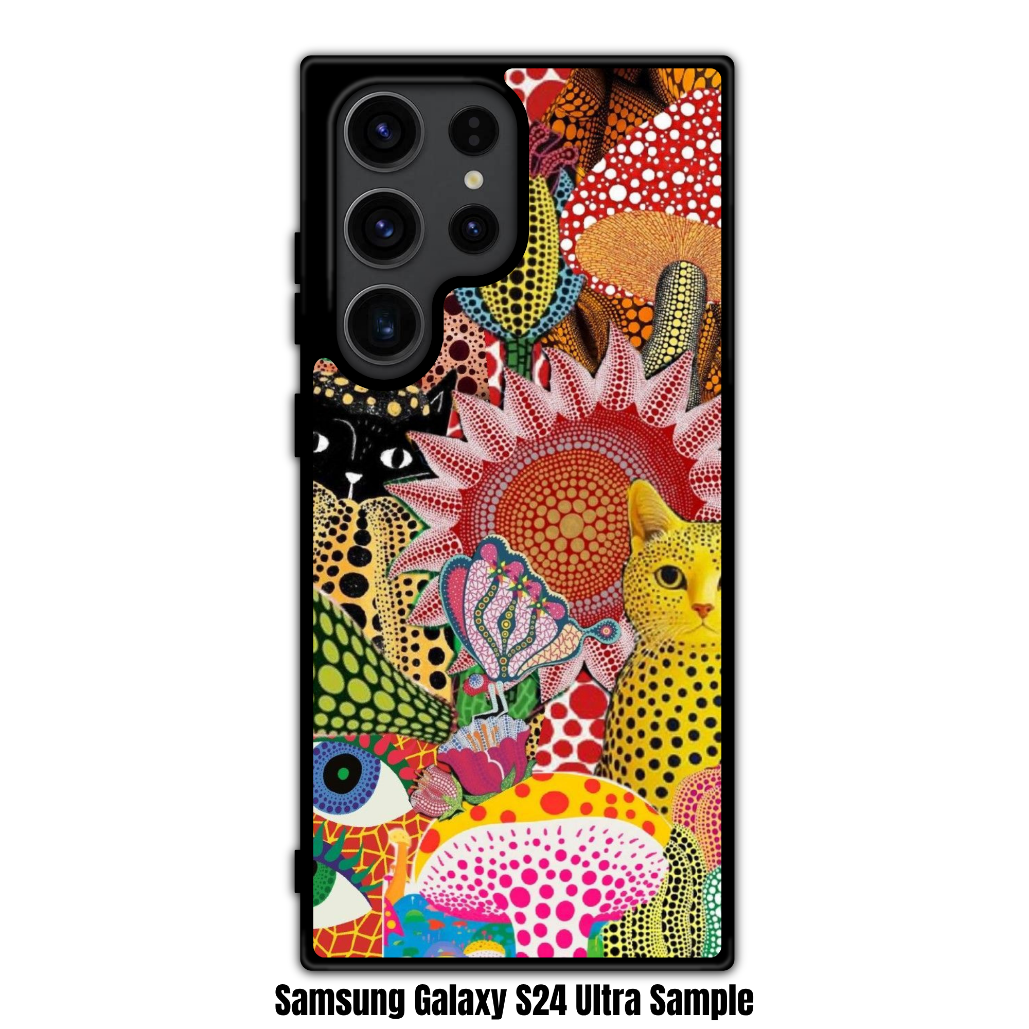 Yayoi Kusama Phone Case For iPhone Samsung Galaxy Pixel - Polka Dot Collage With Cats And Mushrooms