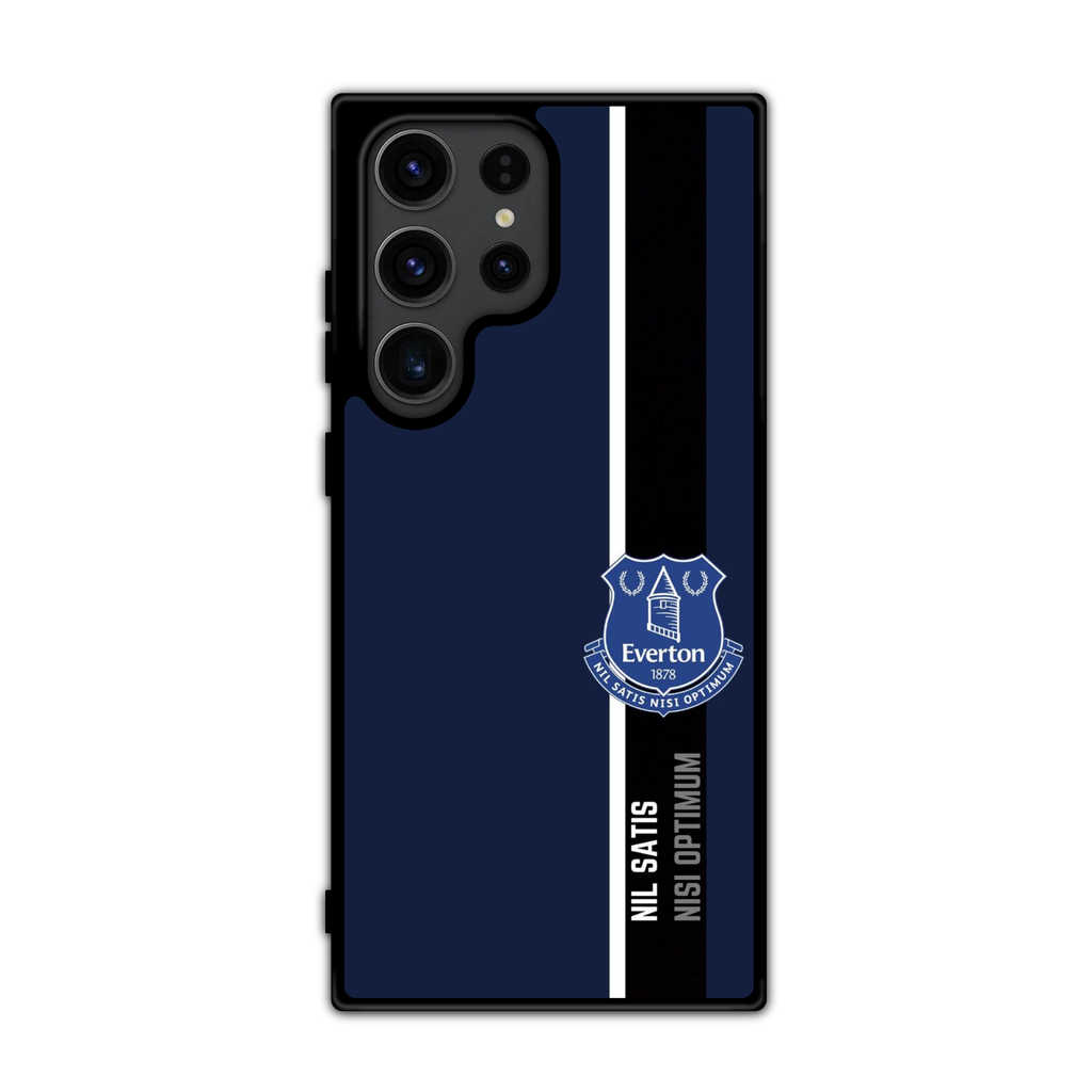 Everton FC Phone Case For iPhone Samsung Galaxy Pixel - Everton FC Crest On Navy Background With White And Black Vertical Stripes