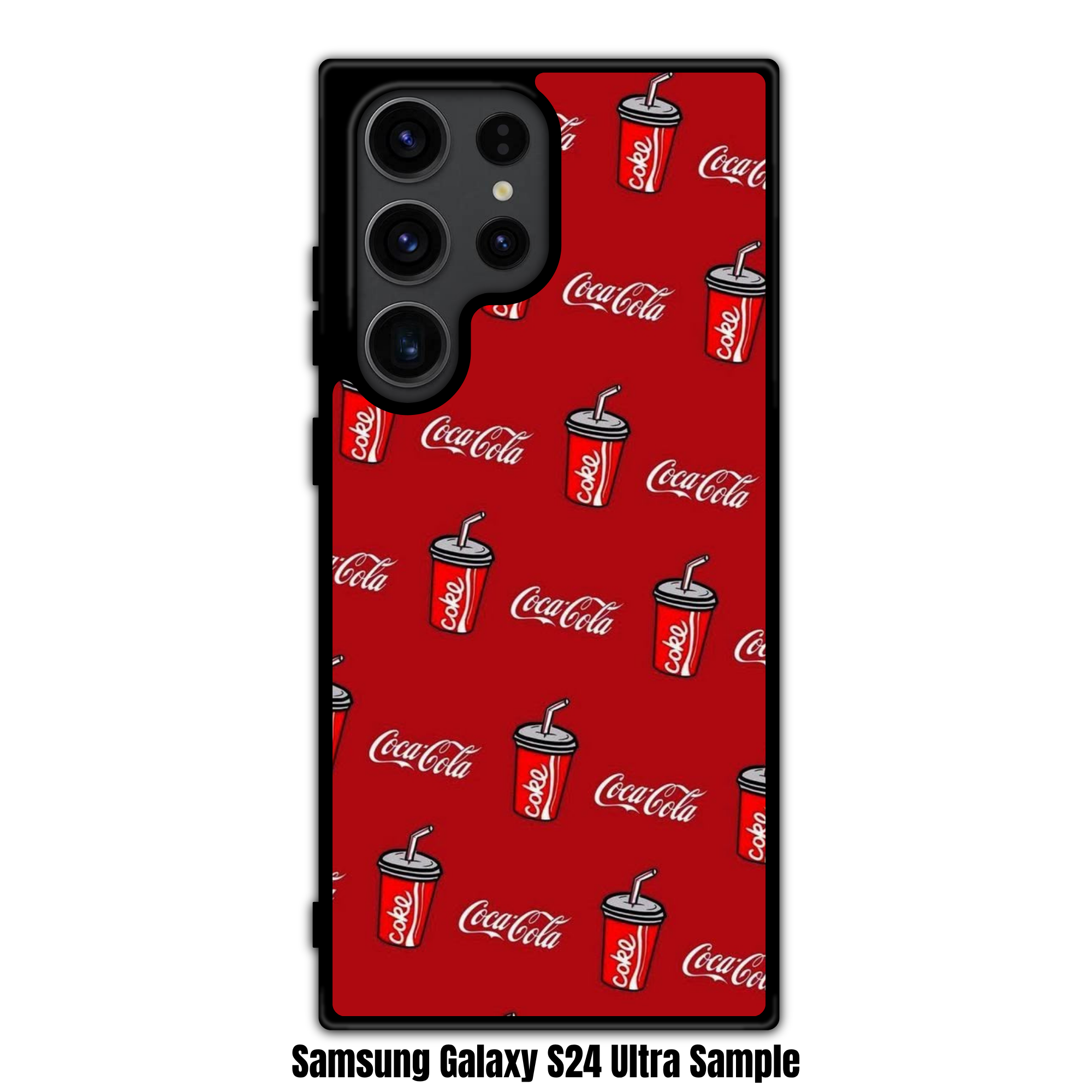 Coca Cola Phone Case For iPhone Samsung Galaxy Pixel - Coca Cola Cups And Logos Pattern On Red Background