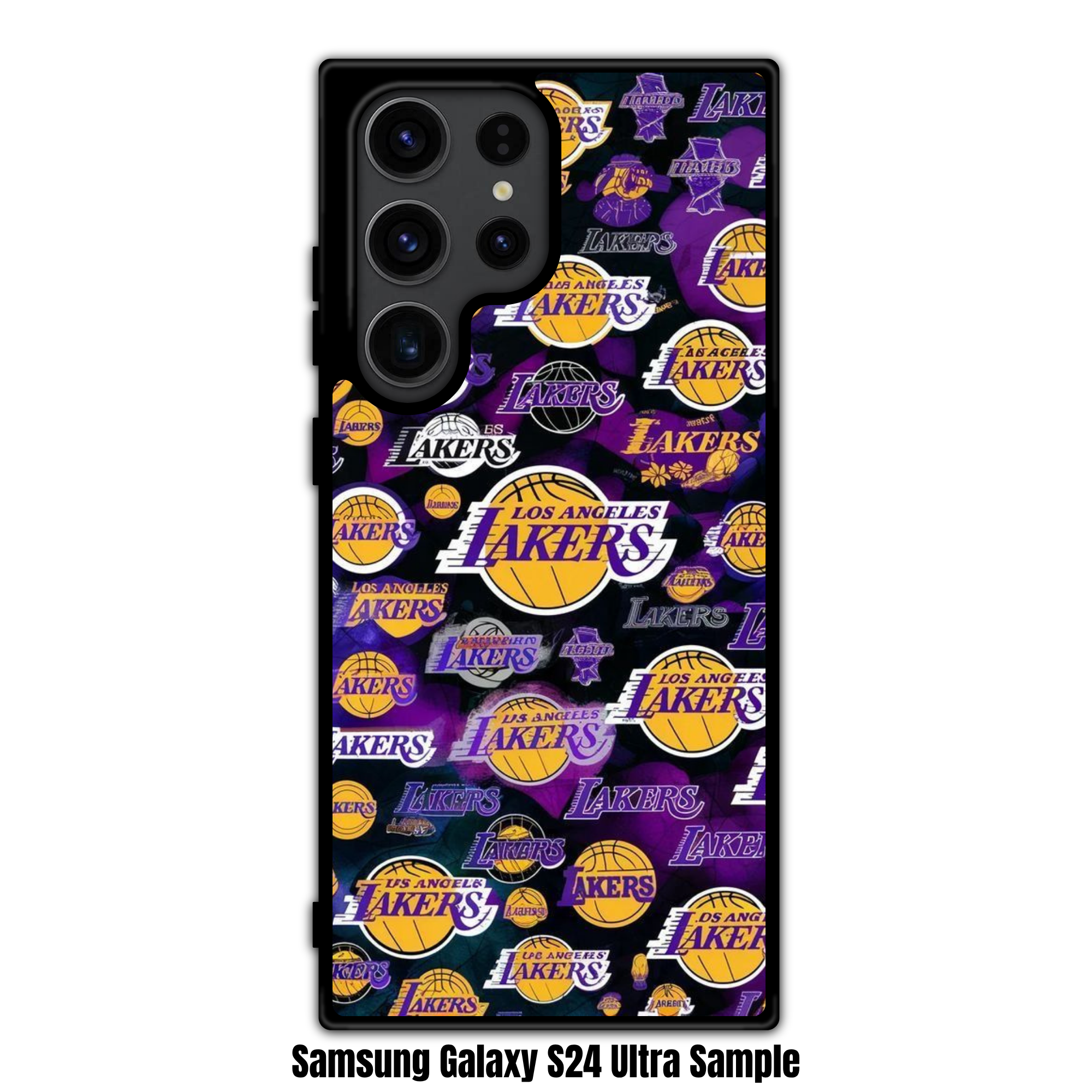 NBA Los Angeles Lakers Phone Case For iPhone Samsung Galaxy Pixel - Los Angeles Lakers Logo Pattern On Black Background