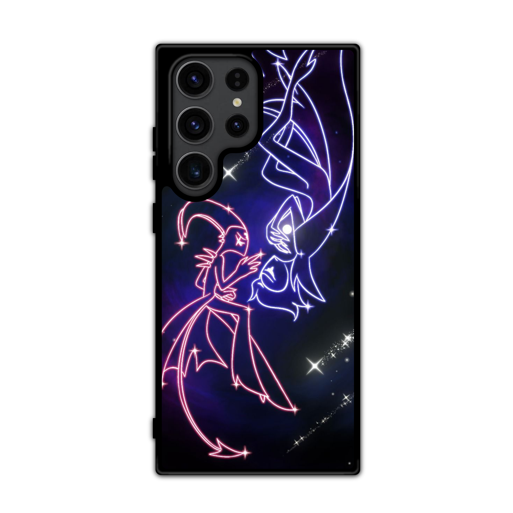 Helluva Boss Phone Case For iPhone Samsung Galaxy Pixel - Blitz And Stolas Neon Silhouette Poster