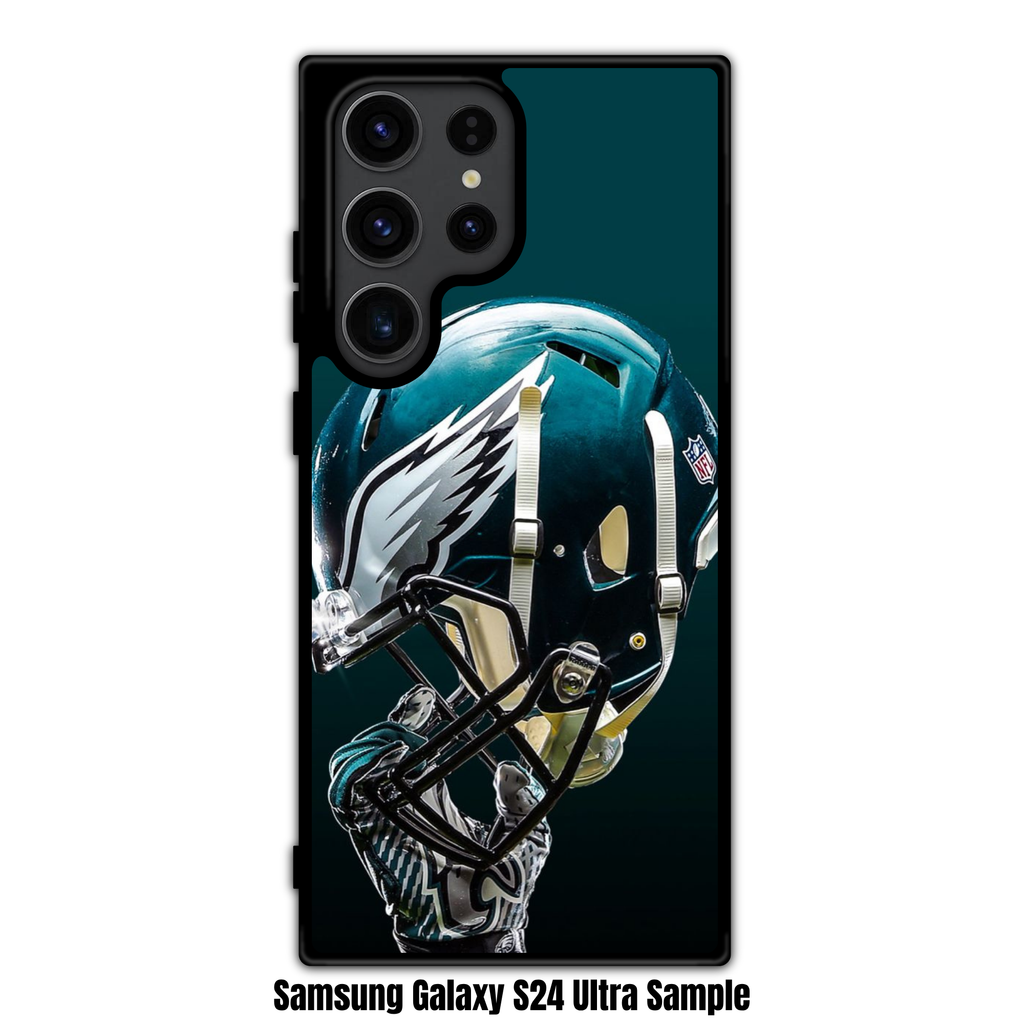 NFL Philadelphia Eagles Phone Case For iPhone Samsung Galaxy Pixel - Philadelphia Eagles Helmet and Midnight Green Background