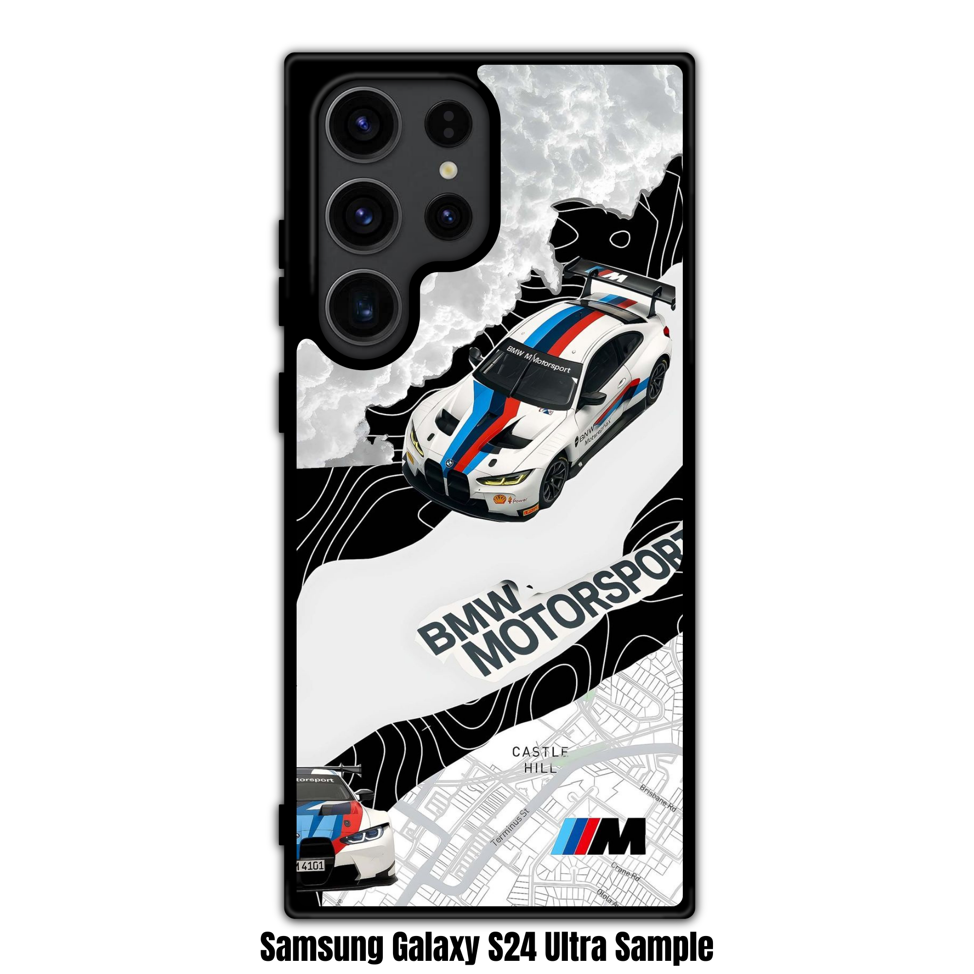 BMW Phone Case For iPhone Samsung Galaxy Pixel - BMW M4 GT3 Car And Castle Hill Map Art