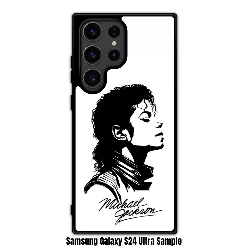 Michael Jackson Phone Case For iPhone Samsung Galaxy Pixel - Michael Jackson Stencil Portrait In White Background
