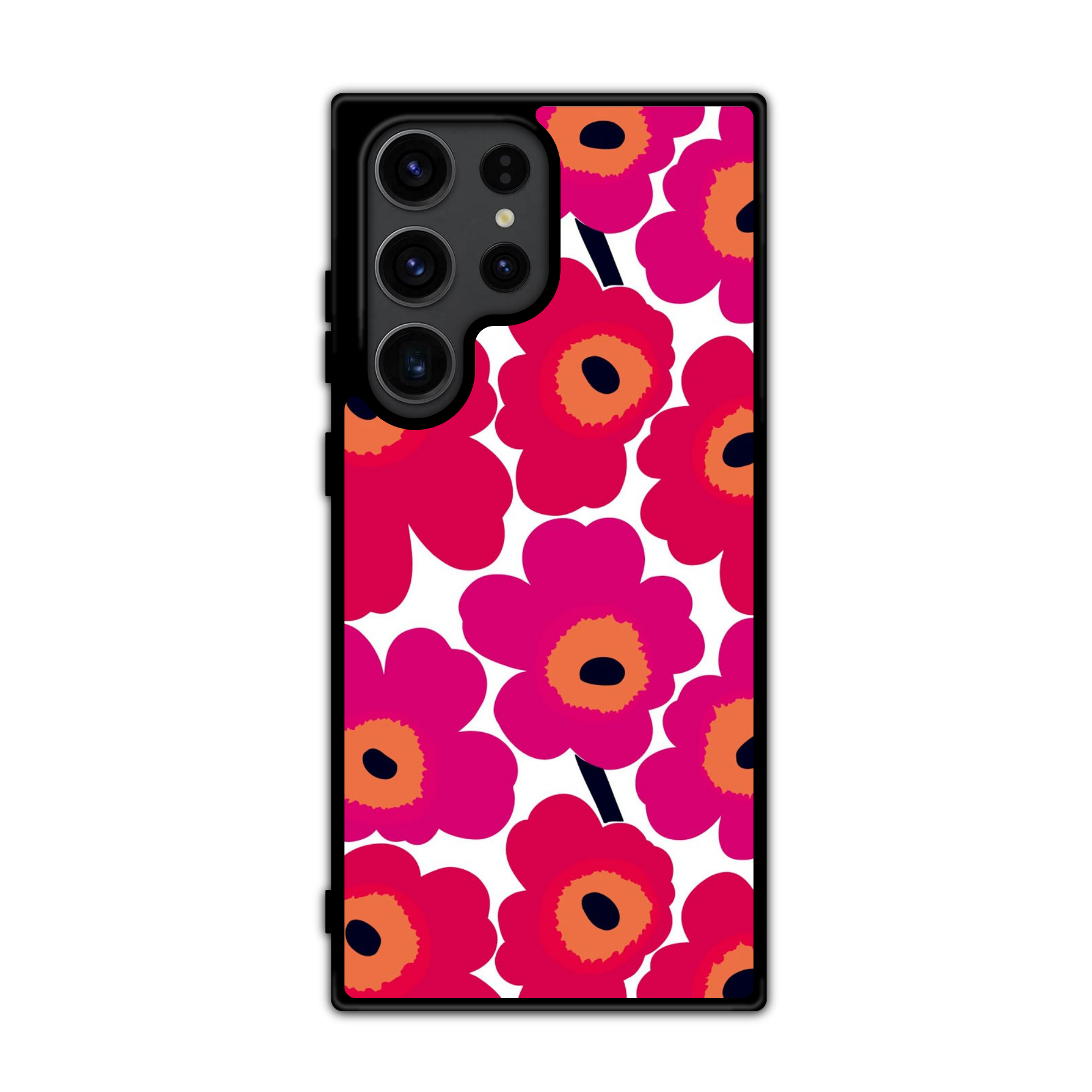 Marimekko Phone Case For iPhone Samsung Galaxy Pixel - Marimekko Unikko Red And Hot Pink Pattern