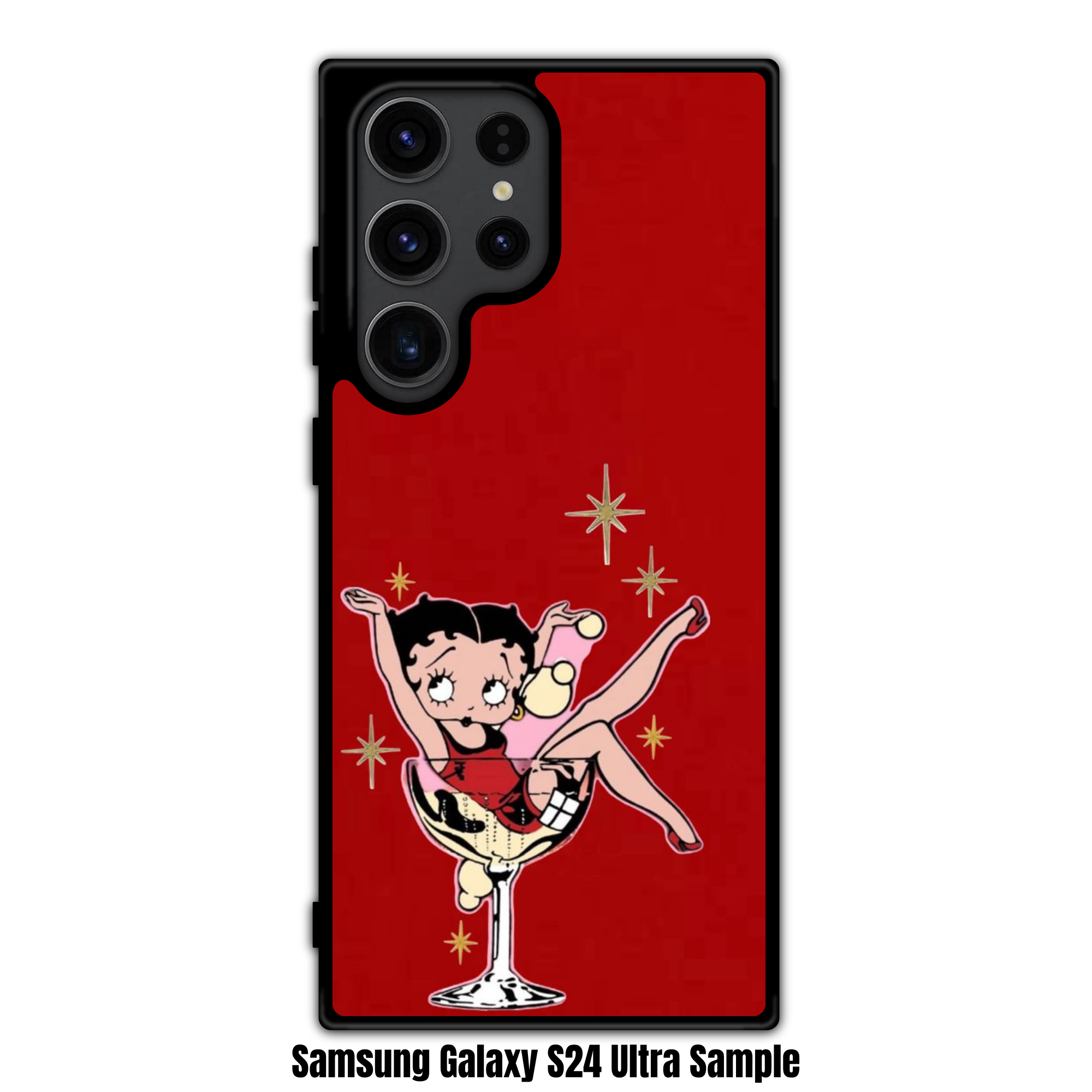 Betty Boop Phone Case For iPhone Samsung Galaxy Pixel - Betty Boop Sitting In A Martini Glass On Red Background