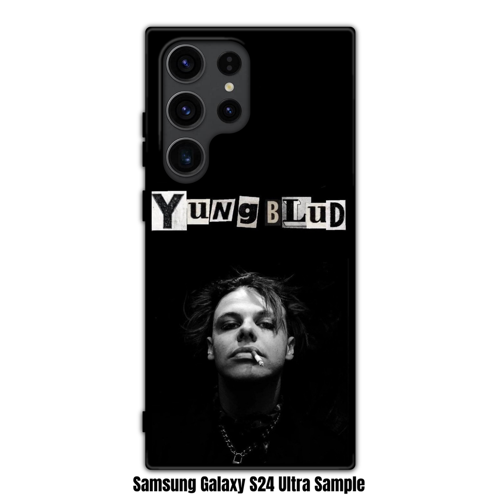 Yungblud Phone Case For iPhone Samsung Galaxy Pixel - Yungblud Ransom Note Style Text Banner Over Smoking Portrait On Black Background