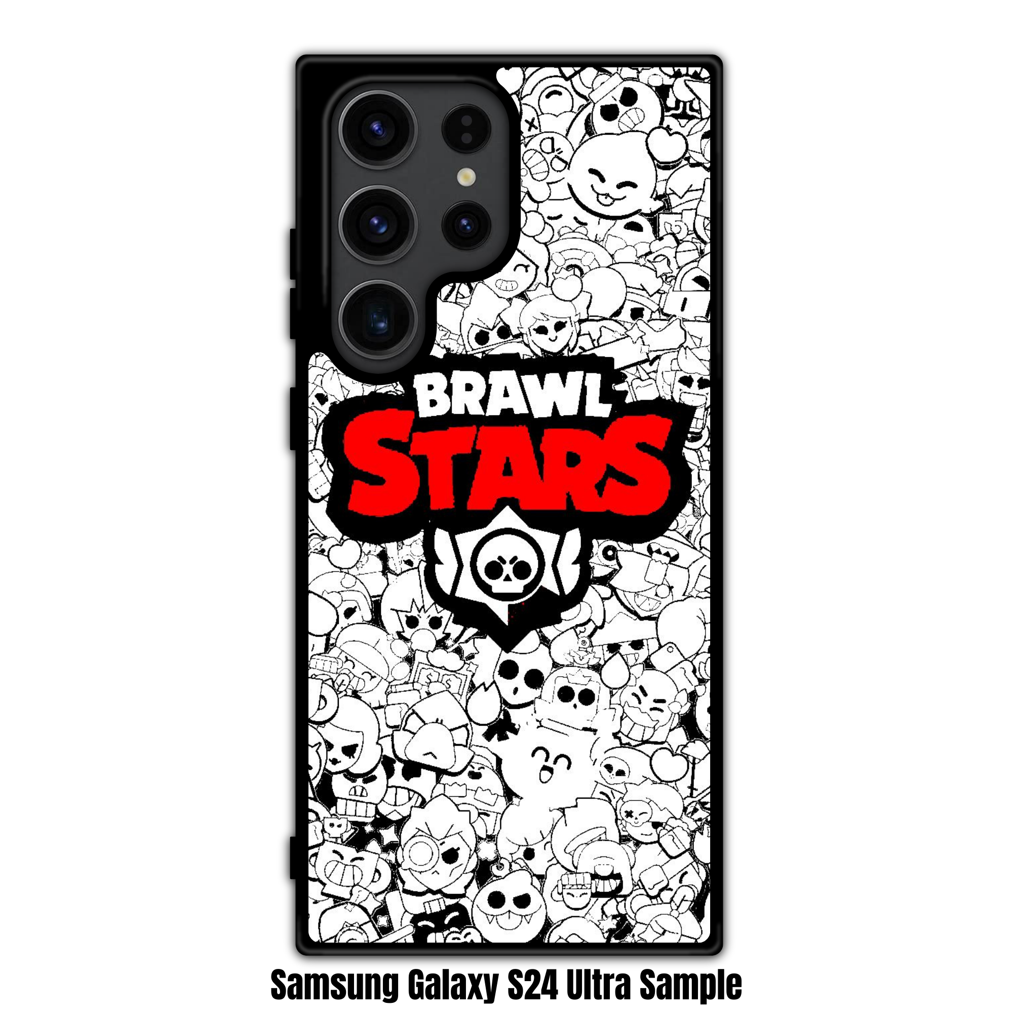 Brawl Stars Phone Case For iPhone Samsung Galaxy Pixel - Brawl Stars Logo On Black And White Brawlers Pattern Background