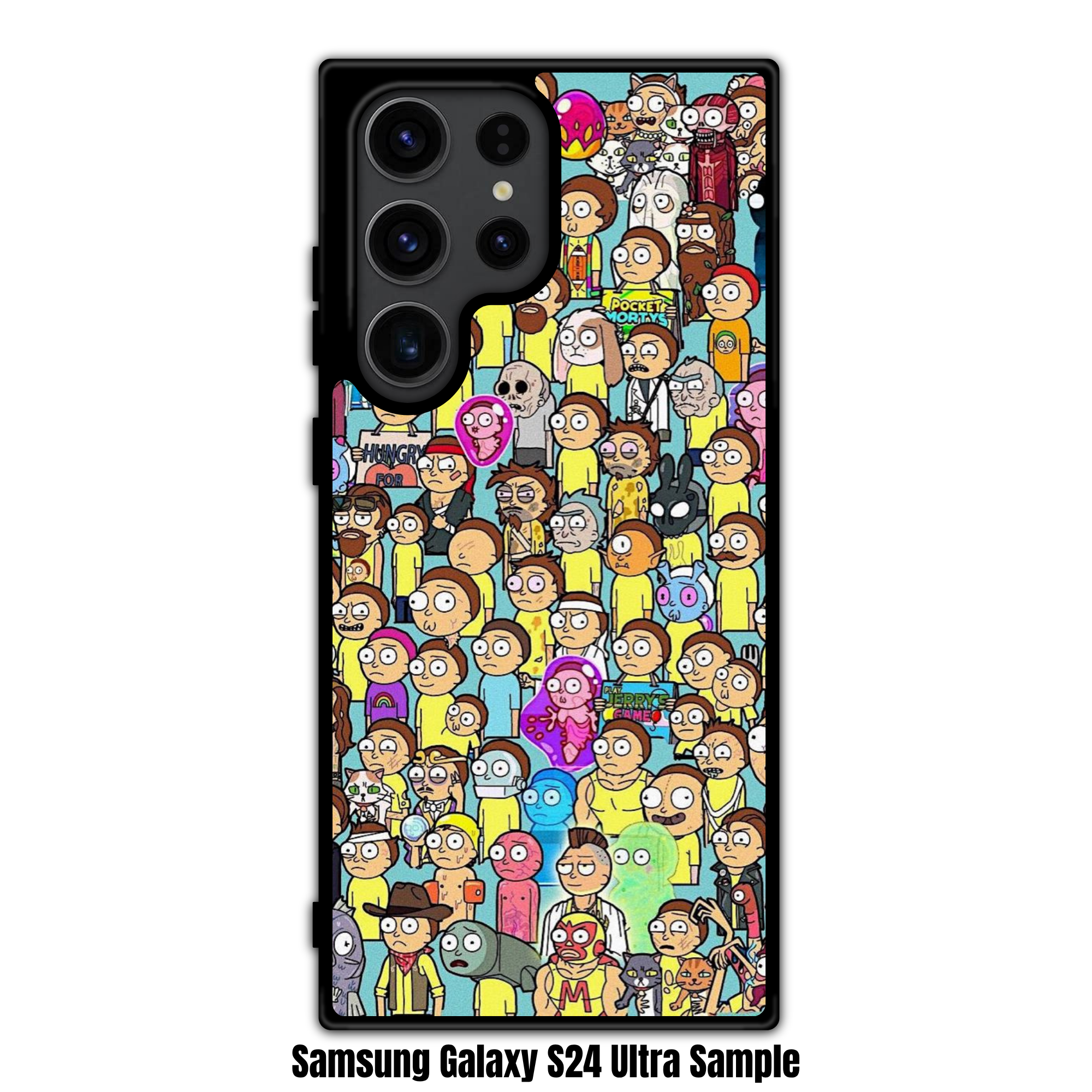 Rick And Morty Phone Case For iPhone Samsung Galaxy Pixel - Morty Smith Multiverse Collage Pattern On Light Blue Background