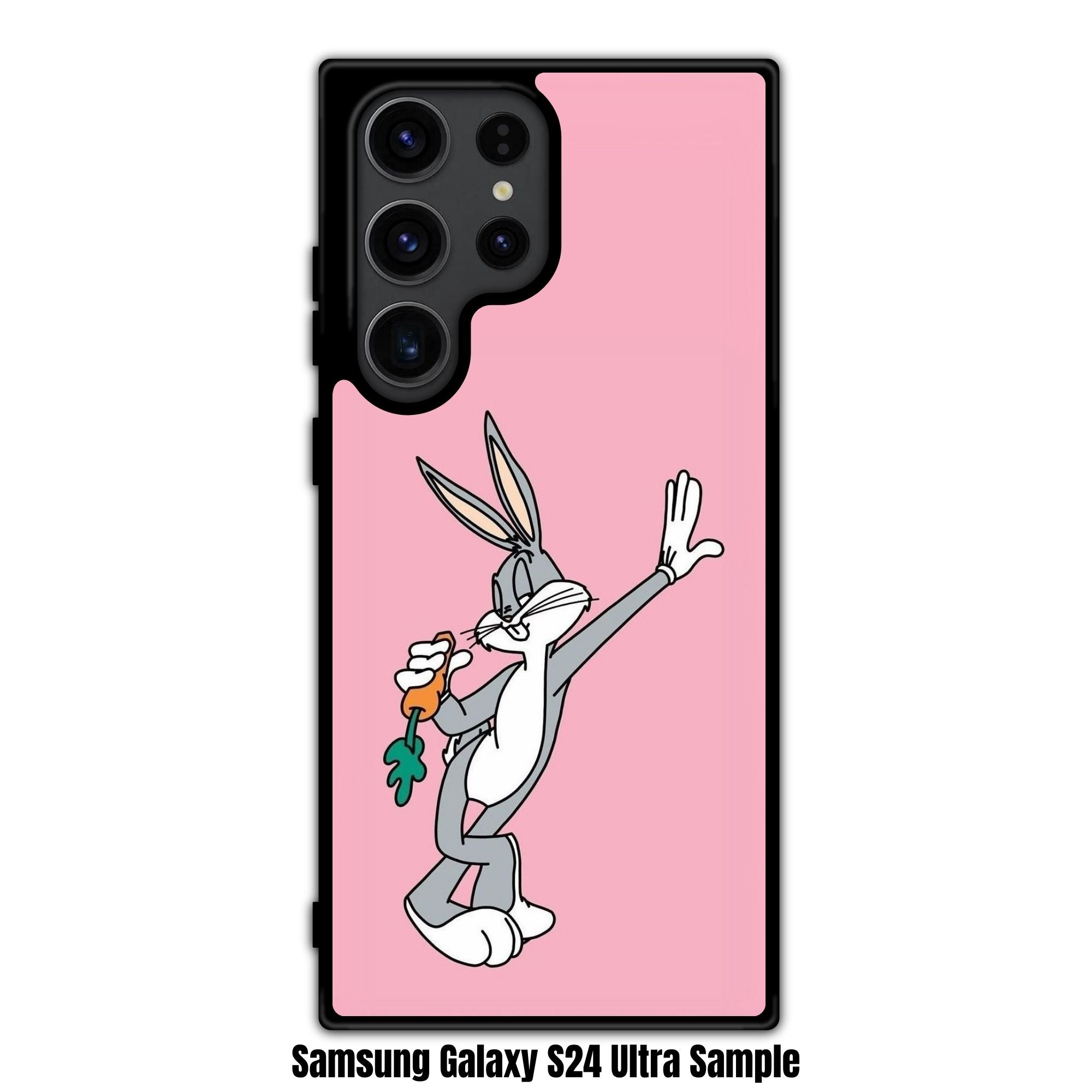 Looney Tunes Bugs Bunny Phone Case For iPhone Samsung Galaxy Pixel - Bugs Bunny Leaning With Carrot On Pink Background
