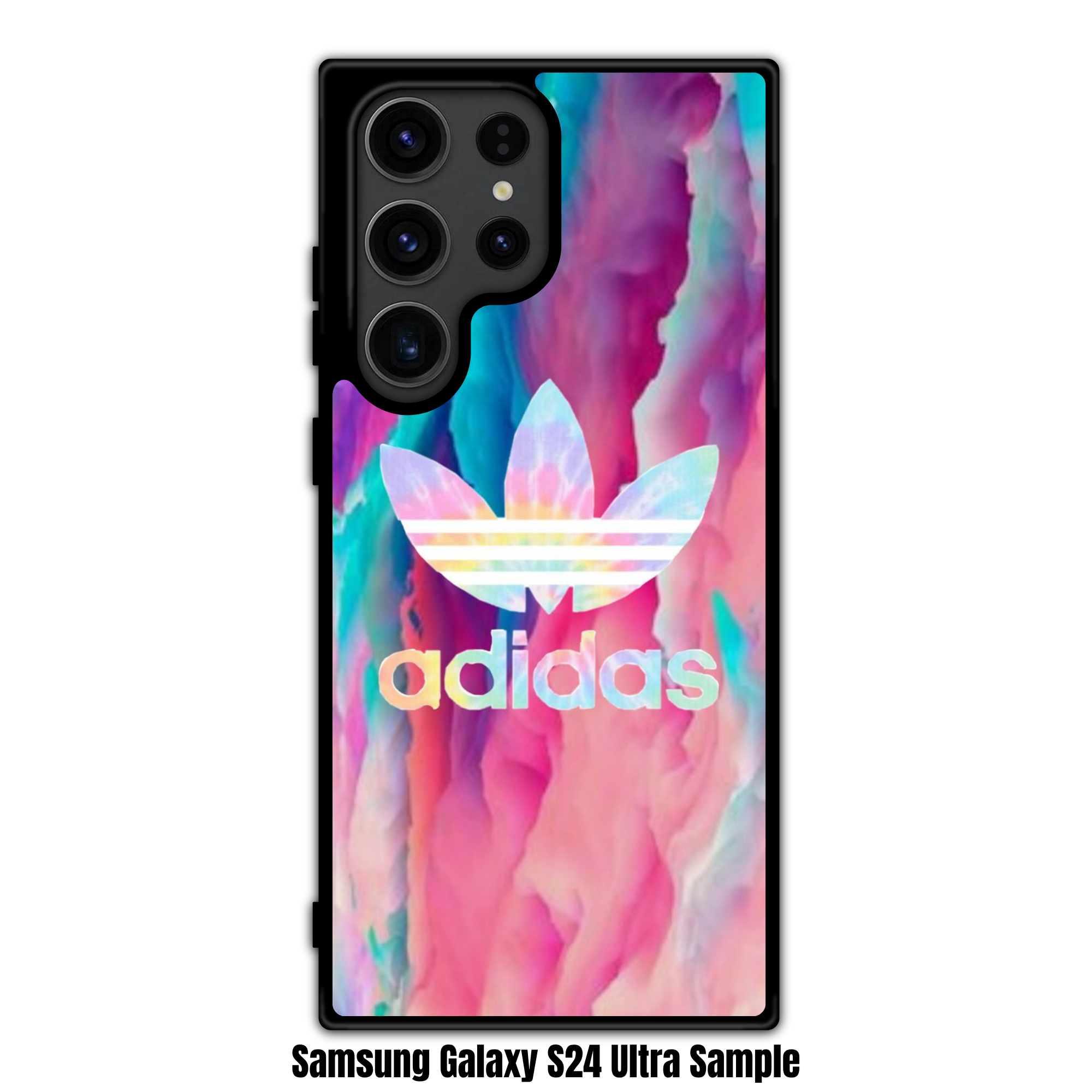 Adidas Phone Case For iPhone Samsung Galaxy Pixel - Adidas Trefoil Logo On Tie Dye Galaxy Background