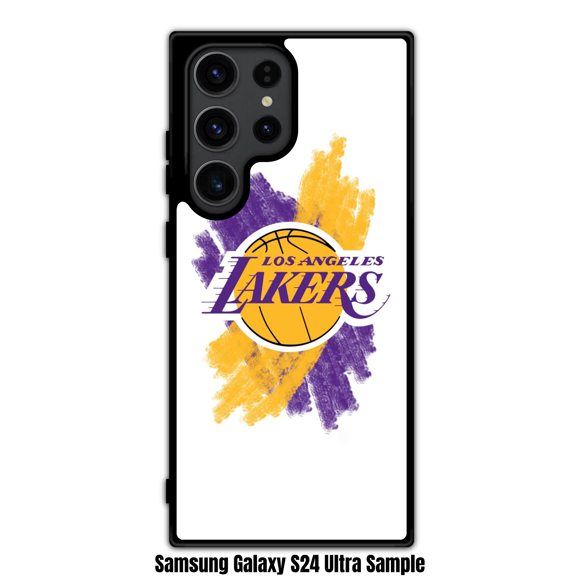 NBA Los Angeles Lakers Phone Case For iPhone Samsung Galaxy Pixel - Los Angeles Lakers Logo On Purple And Gold Scribble White Background