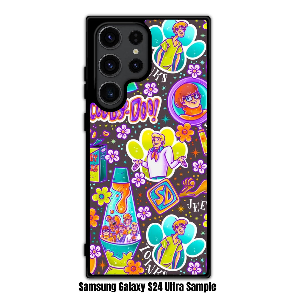 Scooby Doo Phone Case For iPhone Samsung Galaxy Pixel - Scooby Doo Groovy Retro Catchphrases Seamless Pattern On Dark Brown Background