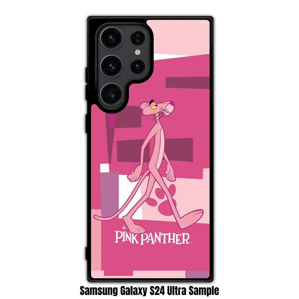 Pink Panther Phone Case For iPhone Samsung Galaxy Pixel - Pink Panther Walking In Pink Abstract Geometric Background