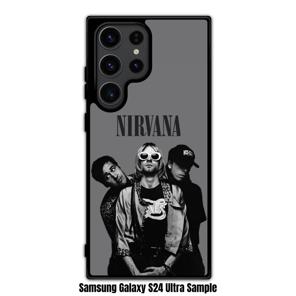Nirvana Phone Case For iPhone Samsung Galaxy Pixel - Nirvana Band Photo Portrait Graphic In Grey Background
