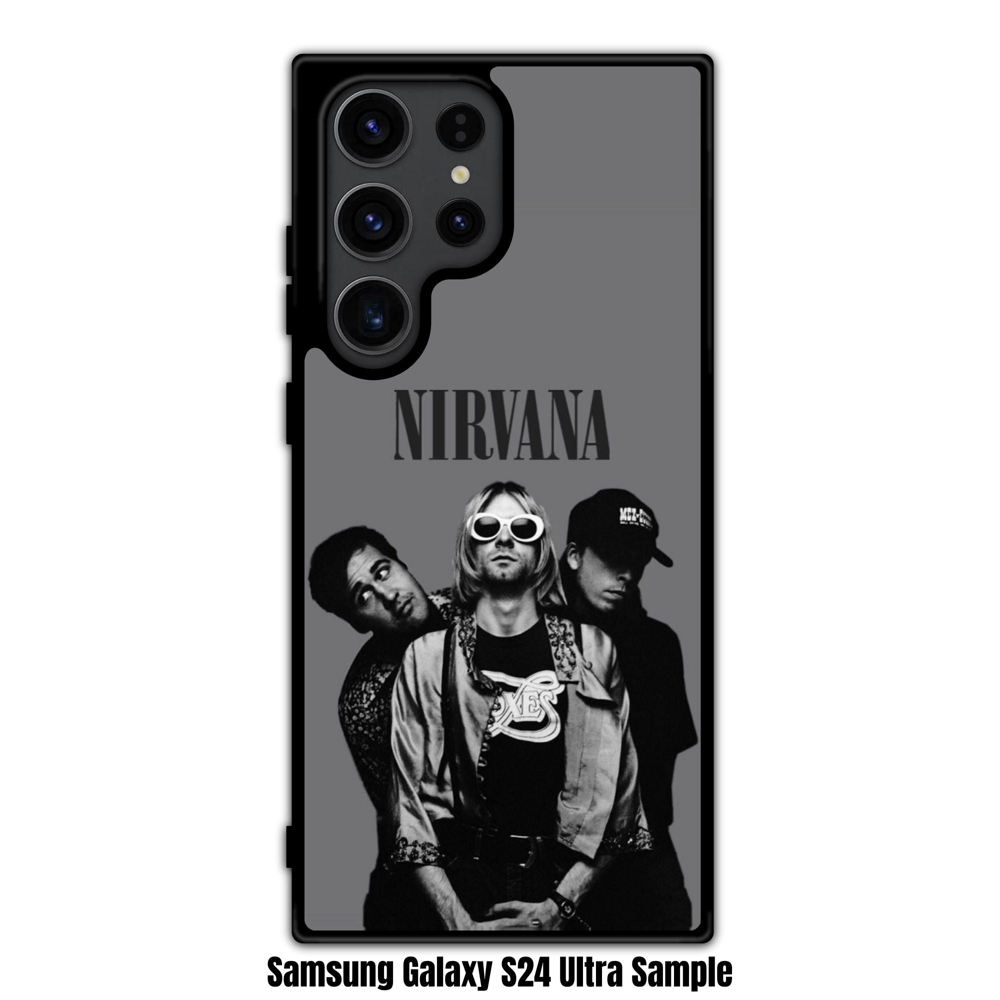 Nirvana Phone Case For iPhone Samsung Galaxy Pixel - Nirvana Band Photo Portrait Graphic In Grey Background